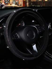 MEIKAXIU Rhinestone Blingbling Short Plush Steering Wheel Cover Without Inner Ring, Suitable For 38cm(15in) Car Decoration, For Women - Rhinestone-studded, No Inner Ring - View 16