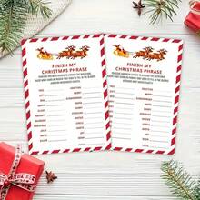 20pcs Christmas Lyrics Fill-In-The-Blank Cards, Holiday Party Game Interaction Cards, Birthday Party Decoration Cards - Sets - View 3