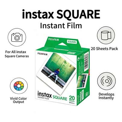 Fujifilm Instax Square Instant Film 20 Sheets White Border ,Develops Instandly, Compatible With Instax Square Series Cameras