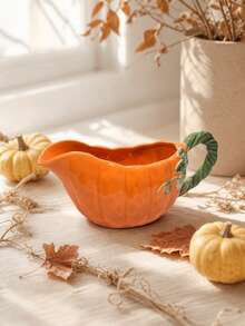 Ceramic Pumpkin Gravy Boat, Fall Halloween Thanksgiving Table Decor Sauce Pitcher - Pumpkin Tableware Multi-color - View 5