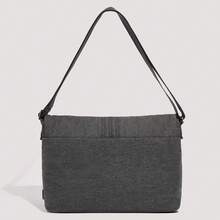 Adidas Originals Multi-Use Embossed Trefoil Logo Removable Strap Fabric Messenger Bag Shoulder Bag Medium Unisex Couple Style Charcoal Gray - Charcoal Ash - View 4