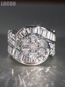1pc Romantic Cubic Zirconia Ring For Women, Wedding Engagement Party Jewelry, Valentine's Day Gift - 1# - View 2