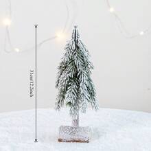 Mini Christmas Tree With Frosted Wooden Base Bottle Brush Tree, Plastic Winter Snow Scene Decoration, Desktop Artificial Tree For Christmas Party Home Decor - Multicolor - View 10