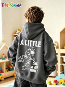 Vintage Line Cycling Pattern Boys Sweatshirt, Loose Casual Sweatshirt, Ins Kids Wear TOMARMON - Dark Grey - View 3
