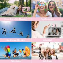 Nicamery Digital Camera Latest 1080P 44MP Digital Camera Suitable For Photography, Digital Point And Shoot And Shooting Camera, 16x Zoom Compact Travel Camera, With 32GB Memory Card And 2 Batteries, Suitable As Gift For Teenagers And Elderly - Pink - View 5