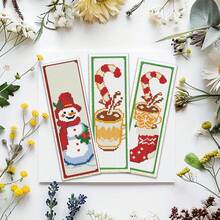 14CT Printed Cross-Stitch Bookmark Kit Includes 6 Bookmarks, Christmas Decorations Designs, Along With Instructions, Embroidery Floss, Fabric, And An Embroidery Needle. For Beginners And Craft Enthusiasts. - Christmas Decorations - View 4