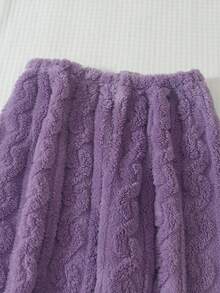 1pc Women's Solid Color Soft Comfortable Thermal Lined Thickened Pajama Pants, Autumn/Winter - Purple - View 3