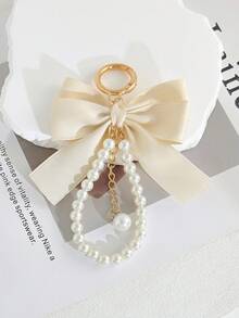 1pc Women's Keychain, Bowknot Pearl Keychain Pendant, Creative Colorful Bag Charm, Key Gift - Multicolor - View 12