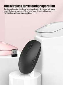 Slim Symmetrical M108 2.4G Wireless Mouse, Battery Powered,10M Stable Signal, Silent Anti-Slip Scroll Wheel, Ambidextrous Design, Plug&Play Portable Office Accessory For Laptop Desktop PC, 3 Colors(No Battery Included) - View 2