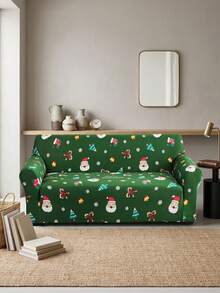 Holiday Christmas Couch Cover With Santa Claus Print, Stretch Sofa Slipcover With Christmas Tree Pattern, Decorative Furniture Protector For Living Room Bedroom Home Decor - Green - Christmas Snowflake - View 5
