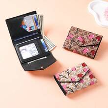 1pc Cherry Print Women's Trifold Small Wallet, Fashionable Mini Clutch Purse, Large Capacity Multi-Card Slots Credit Card Holder Coin Pouch - Multicolor - View 3