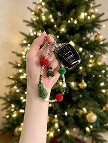 Natal - 1 Buah Gantungan Kunci Mobil Liontin Pohon Natal Manik-manik Kristal Imitasi Buatan Tangan (Casing Kunci Tidak Termasuk) - Gaya acak - View 6