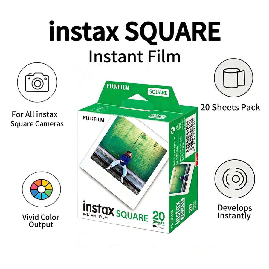 Fujifilm Instax Square Instant Film 20 Sheets White Border ,Develops Instandly, Compatible With Instax Square Series Cameras - View 1