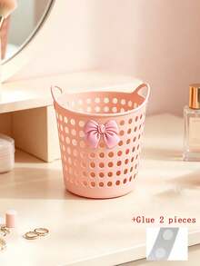 Cute Bow Storage Frame,Home Essentials Mini Desktop Storage Baskets ,Plastic Storage Basket Sundries Box Trash Can Organizer, Shelf Baskets,Small Tabletop Organizing Box With Ventilation Design, Suitable For Bathroom Dresser, Makeup Brush - Multicolor - View 15