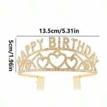 2pcs Women's Rhinestone Birthday Crown, Party Decoration Crown, Headband, Ball Shoulder Strap Headpiece Set, Suitable For Birthday Party, Wedding, Photo Props - Multicolor - View 6