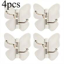 8/4//1pc White Rotatable Butterfly Triple Adhesive Wall Hook - Butterfly Rotating Adhesive Storage Rack - No-Drill Wall Hook - Suitable For Entryway, Shower, Bathroom, Apartment, Dorm, Bedroom, Kitchen, Multi-Function Hook - Multicolor - View 4