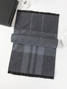 1pc Men's Water Ripple Pattern Office Street Casual Polyester (Polyester) Scarf Neck Warmer Autumn/Winter Warm Versatile Faux Cashmere Scarf For Suit And Coat - Multicolor - View 9