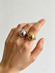 1pc Oversized Oval Stainless Steel Women's Ring - Oversized Oval Women's Ring - View 9