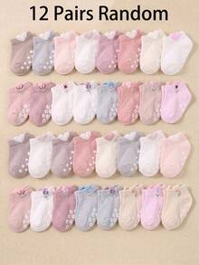 12 Pairs Random Toddler Non-Slip Short Socks, Baby Walking Socks Soft Comfortable Fabric, Multi-Color Non-Slip Socks, Breathable Non-Slip, Suitable For Baby Crawling And Walking - Multicolor - View 7