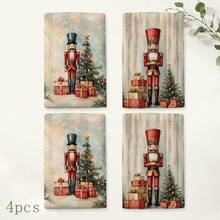 2pcs Nutcracker Print Kitchen Towels, Christmas Tree Gift Box Snowflake Holiday Pattern Hand Towels, Vintage Country Winter Style Dish Cloth Tea Towel, Suitable For Kitchen Cooking, Baking, Cleaning Wiping And Christmas Home Decor, Christmas Winter Holiday Gift - Multicolor - View 11