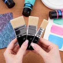 3 Pieces Collage Brush Set, 0.75", 1.25" & 1.75" Soft Nylon Flat Brushes For Collage Medium, Decoupage, Scrapbooking, Journaling & Mixed Media - A - View 9