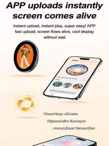 Smart Electronic Display Brooch, Digital Photo & Video Pendant Connectable To Phone, Rechargeable Screen Brooch, Supports Personalized Content, Creative Fashion Accessory, Christmas Halloween Birthday Valentine's Day Gift For Men & Women - View 5