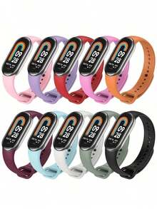 10pcs/Pack Silicone Watch Band Compatible With Xiaomi Band 8/9/10, Unisex - Set 2 - View 13