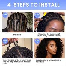 VALLBEST Boho Braids Miracle Knots Hair Human Crochet Hair Water Wave 18 Inch 120g Ombre Feather Crochet Human Hair For Women Pre-Separated Invisible Wet And Way Crochet Hair Extensions 1B/4# - Multicolor - View 6