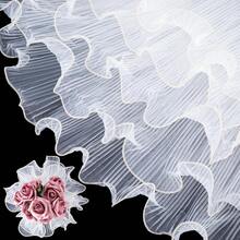 1PC 28cm*4yd White Ruched Bouquet Wrapping Paper With Edge Translucent Wavy Mesh, Suitable For Mother's Day, Graduation, Wedding, Party, Florist Supplies - Wavy Mesh - View 2