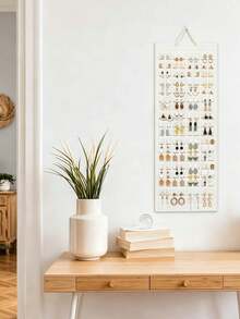 No-Drill Wall-Mounted Earring Storage Rack, Large Black Felt Jewelry Storage Bag, Multi-Hook Design, No-Nail Hanging Roll-Up Jewelry Organizer For Vanity Or Travel - Multicolor - View 8