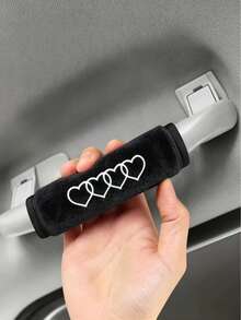 Car Roof Grab Handle Cover, Soft Plush Heart Pattern Car Interior Grab Handle Protector, Non-Slip Decorative Car Interior Accessory, Suitable For Most Cars - A - View 6