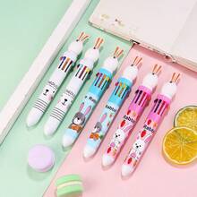 1PC Cute Cartoon 10-Color Ballpoint Pen,Lovely Rabbit Multi-Color Retractable Pen,High Aesthetic Handwriting & Graffiti Pen,Student School Stationery - Multicolor - View 5
