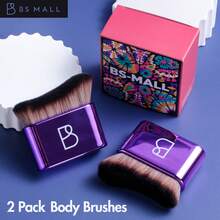 BS-MALL 2PCS Kuas Penyamakan Tubuh Ukuran Besar untuk Menutupi Alas Bedak dan Kontur Kosmetik Tubuh, Kuas Kabuki Berkilau untuk Penyamakan Sendiri - Purple - View 6