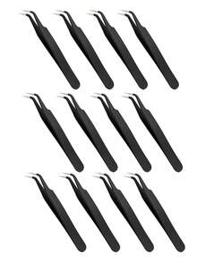Bend Pointed Black Anti-Static Tweezers Suitable For Manual Use Such As Nail Art And Eyelash Beautification - A - View 5
