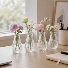 1/2/5/8/10pcs Elegant Minimalist Design Suitable For Wedding Home Desktop Windowsill And Restaurant Decoration High And Low Stem Multi-Pack Suitable For Flower Arrangement Centerpiece Daily Use Contemporary Geometric Pattern Clear Plastic Vase Living Room Home Decor Vase Dining Table Vase Christmas Decoration Vase - White - View 2