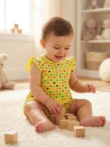 Baby Girls Rompers - Yellow - View 3
