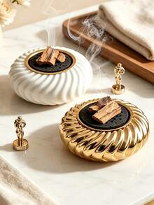 1pc Round Ceramic Incense Burner, Minimalist & Exquisite Style. Elegant Home Ornament For Desktop And Garden Decor, Great For Festivals And Meditation, Perfect Gift Choice. - Incense Burner - View 6