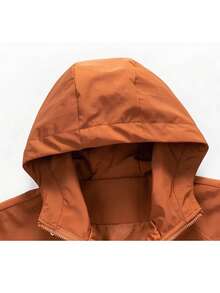 NBCT Women's Loose City Casual Style Half-Zip Hooded Pullover Functional Outdoor Jacket, Adjustable Hood Drawstring, Hook-And-Loop Cuffs, Hiking Jacket - Caramel Color - View 4