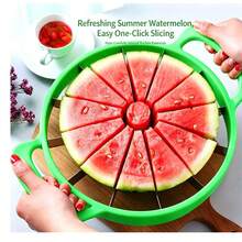 Stainless Steel Watermelon Slicer - Simple Manual Fruit Cutter, Suitable For Home And Restaurant; Kitchen Tool With Round Cutting Design - Green - View 2