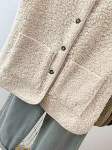 YUXIN Women's Autumn/Winter Essential! Soft Faux Lamb Fleece Sleeveless Cardigan Vest, Dual Pocket Design, Super Warm & Versatile, Suitable For Daily Wear - Apricot - View 9
