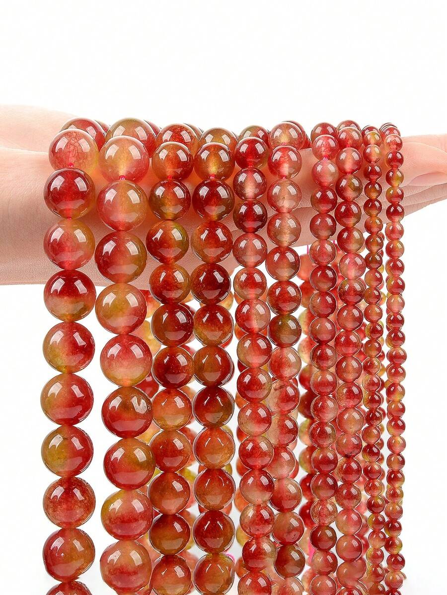 6 8 10mm Natural Stone Watermelon Crystal Beads Healing Stone For Jewelry Making Diy Bracelet Necklace Keychain Making Supplies Accessories - Multicolor - View 1