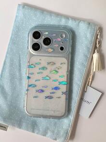Clear Blue Glitter Gold Fish Double Layer Phone Case Compatible With Apple 18 Pro Max, New Apple 17 Pro/15 Pro Max Protective Cover, Anti-Drop, Compatible With 16 Pro - Clear - View 3