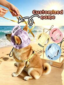 Customizable Name Pet Hat, Adjustable Dog Sun Hat, Cartoon Dog Pattern - Small Cat & Dog Pet Baseball Cap, Outdoor Sun Protection & Waterproof, Multiple Colors Available - Multicolor - View 2