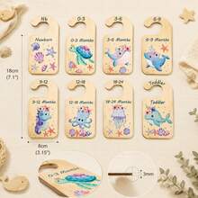 8pcs Baby Wardrobe Size Divider Tags, Double-Sided Wooden Hanger Dividers, Baby Clothes Storage Organizer - Clothing Divider - View 8