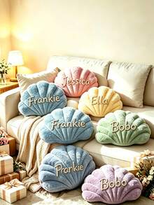 Handmade Customized Name Shell Pillow, Suitable For Sofa Or Bedside, English Letter Couple Gift, Available For Bulk Orders, Soft Bedside Decorative Cushion, Wedding Gift, Multiple Colors Available - Multicolor - View 7
