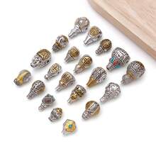 2pcs Buddha Head Pendant Dual-Color Alloy Inlaid Turquoise Beads, DIY Jewelry Making Handmade Prayer Beads Bracelet Craft Accessories - Multicolor - View 5