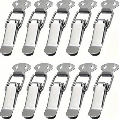 Paquete de 10 Cierres de Palanca con Resorte de Acero Inoxidable Duradero, Hebilla de Bloqueo para Estuches, Cajas, Baúles, Cofres - Para Proyectos DIY & Manualidades - Adecuado para Uso en Exteriores & Interiores - Excelente Regalo para Entusiastas del DIY