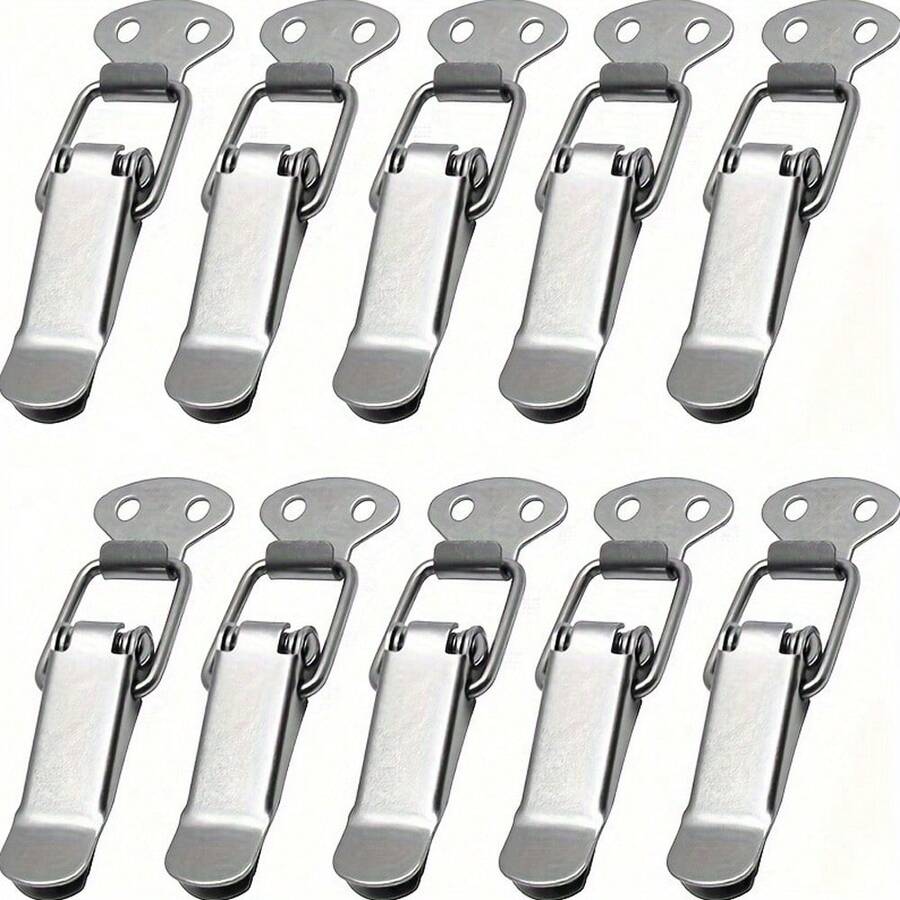 Paquete de 10 Cierres de Palanca con Resorte de Acero Inoxidable Duradero, Hebilla de Bloqueo para Estuches, Cajas, Baúles, Cofres - Para Proyectos DIY & Manualidades - Adecuado para Uso en Exteriores & Interiores - Excelente Regalo para Entusiastas del DIY - 10 piezas - Ver 1