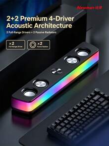 Newmine Long Bar Computer Speakers Desktop Laptop Bass Subwoofer Gaming High-Fidelity Soundbar Home Indoor Wireless Bluetooth Speaker BT535 Wireless Version - View 2