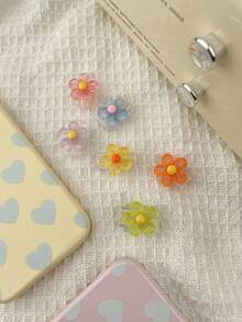 3pcs/6pcs Compatible With Apple And Android Charging Cable Protector Bite Guard, Anti-Breakage Charging Head Protective Shell, Fresh Floral Data Cable Protector, Macaron Color Transparent Hollow Flower Design, Cute Girly Style, Fits Charging Head, Anti-Breakage, Anti-Collision, Compact And Exquisite, Practical And Stylish, Phone Charging Cable Decorative Accessory Protector - Multicolor - View 3